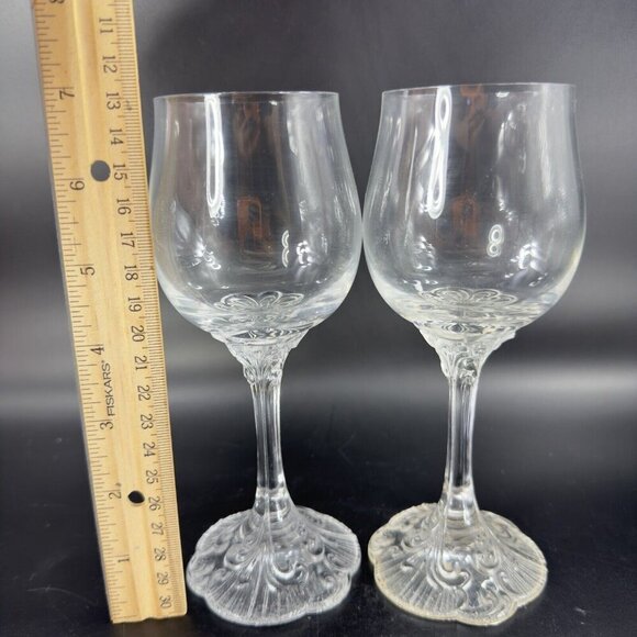 Rosenthal Monbijou Classic Rose Drinking Clear Crystal Water Goblet Glass Set 2 - Picture 3 of 11